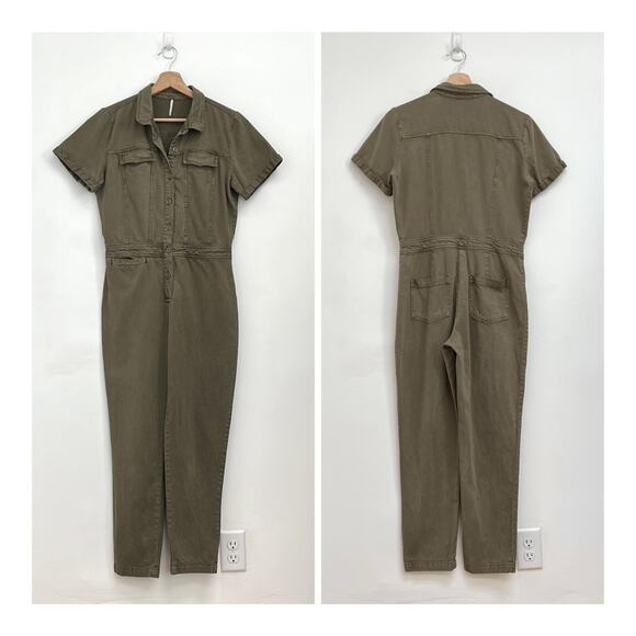 Young Fabulous & Broke Aviator Jumpsuit Khaki Utility Coveralls Boilersuit Small - Picture 1 of 14
